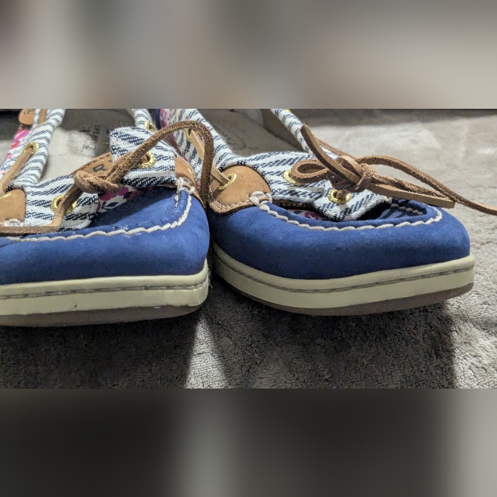Sperry Navy Blue Floral & Striped Women's Boat Shoes - Picture 6 of 13